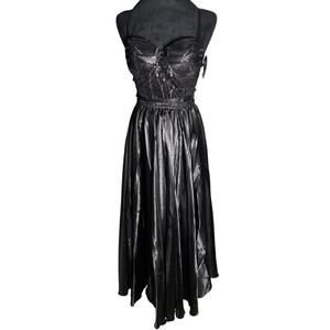 Whimsy Goth Black Satin Corset & Skirt Set Size Small